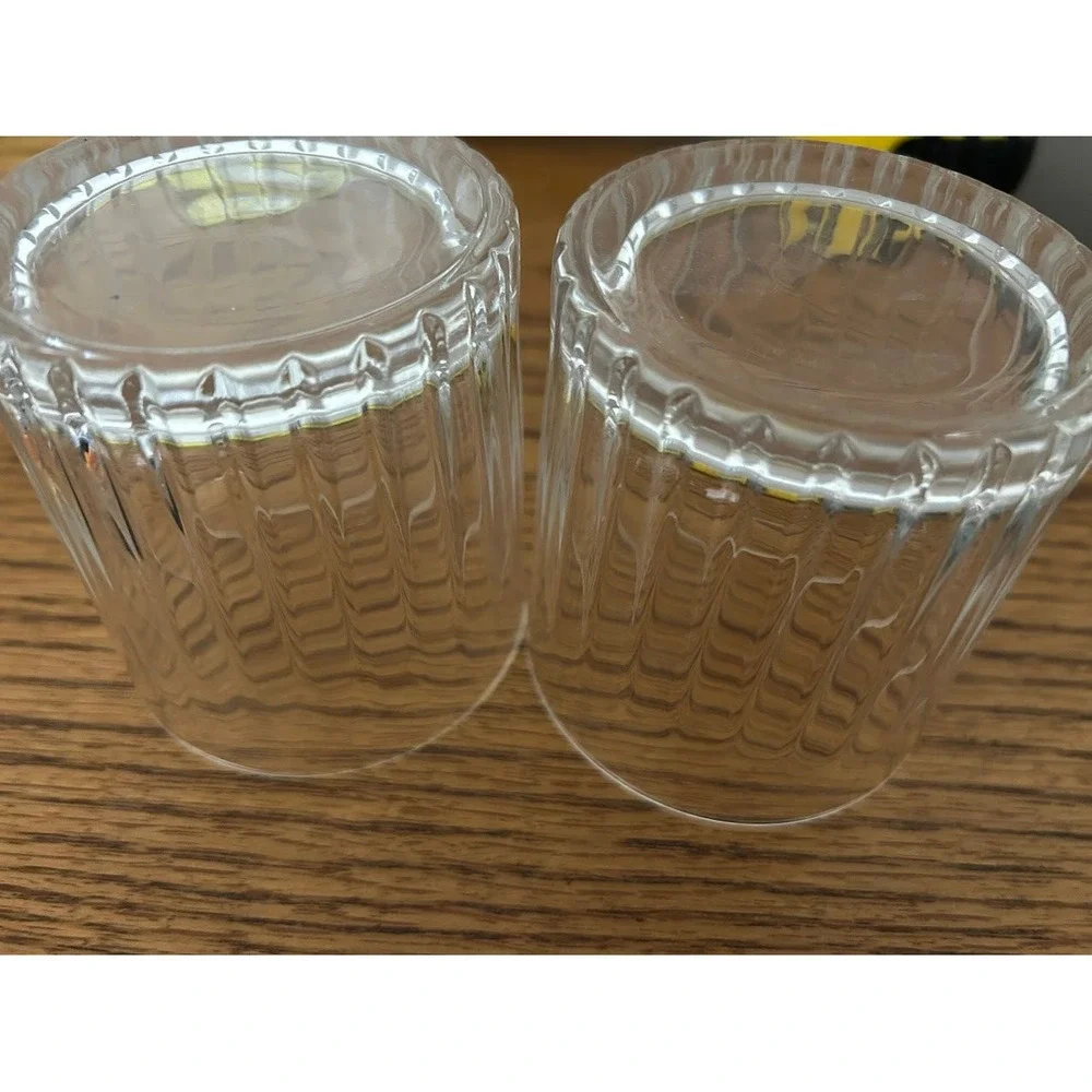 Set of 2 Clear Double Old‎ Fashioned DOF Crystal Tumblers Lowball Glasses